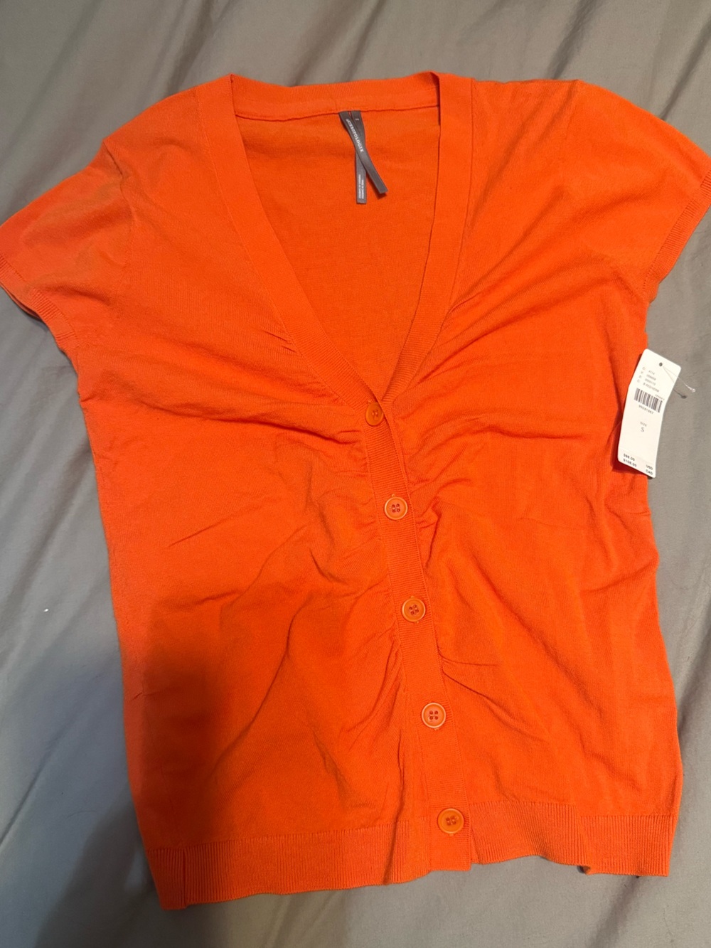 Anthropologie Orange short sleeve v heck Richec cardigan nwt